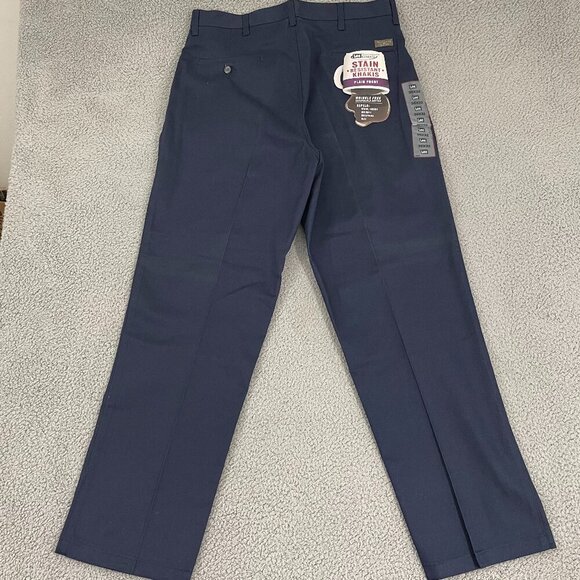 LEE Performance Khakis Men 36x32 Navy Flat Front Wrinkle Free  NEW/DEFECT - Picture 7 of 13